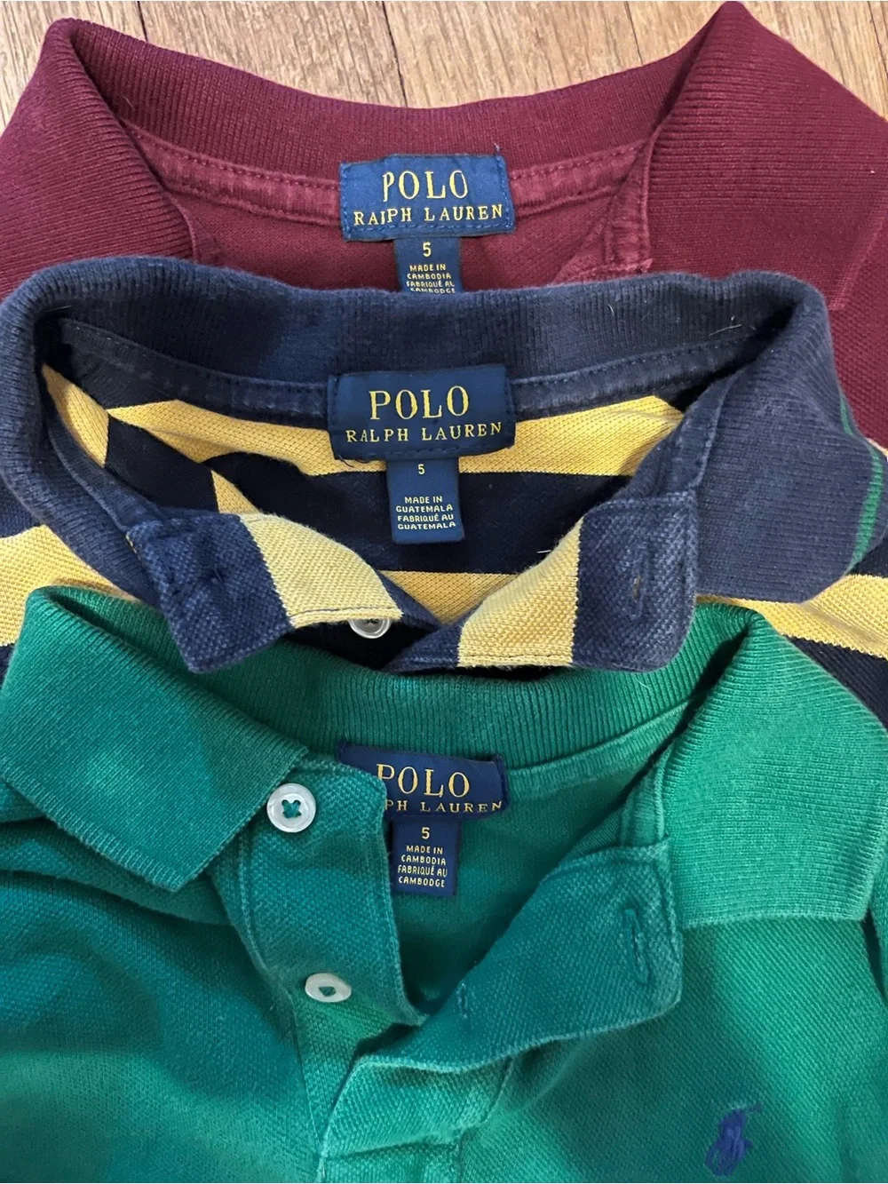 RalphLauren Polo shirts bundle Boys size 5 Green, Maroon, Blue Yellow stripes - Picture 2 of 2